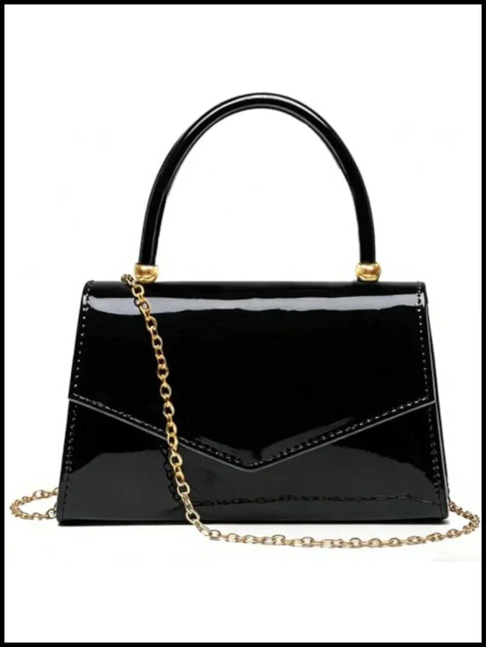 Patent Leather Evening Clutch Bag Formal Bridal Purse with Chain Strap
